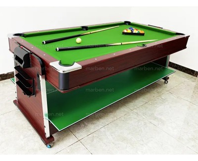 Mesa Multijuego  4 en 1 Giratoria de 7 ft, Air-Hockey, Billar, Ping-Pong, Cubierta de Comedor (Café, paño verde)